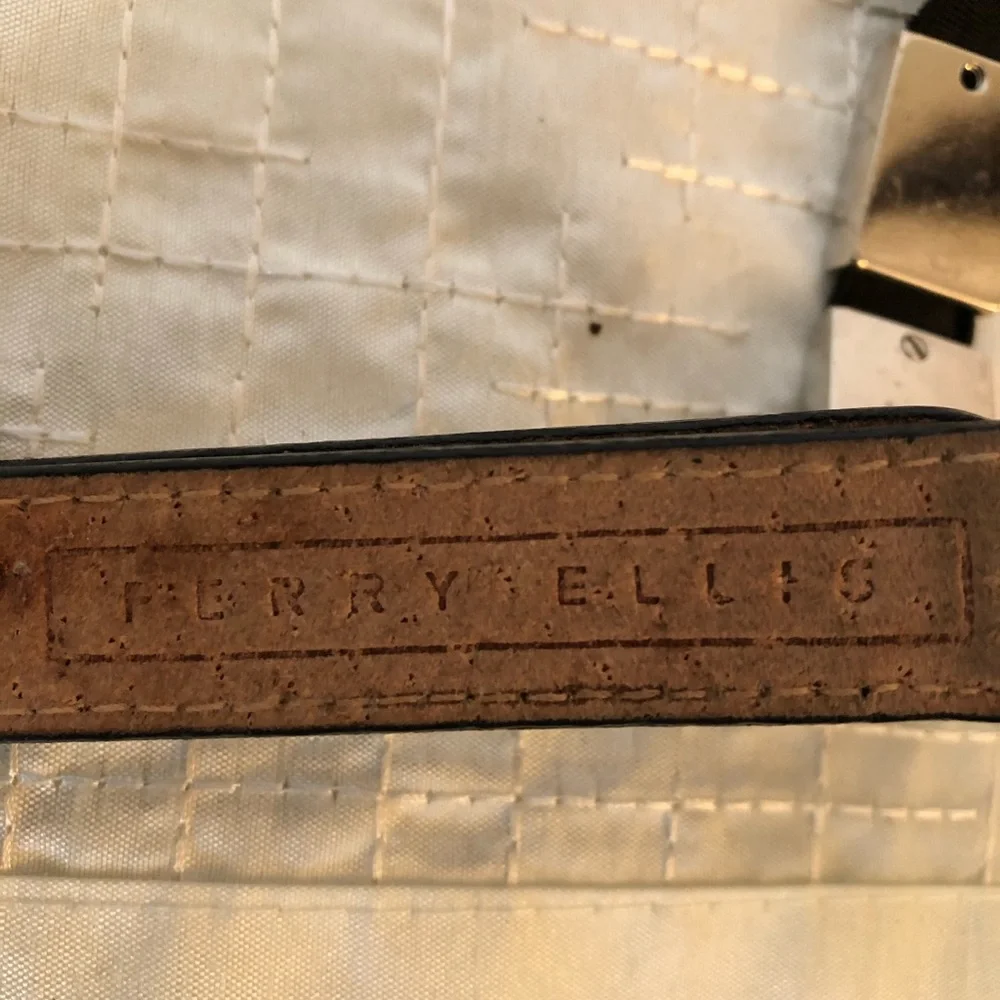 Perry Ellis Black Leather Belt with Silver Buckle